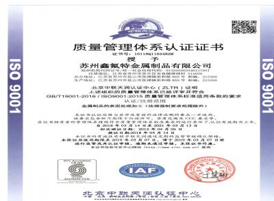ISO证书中文